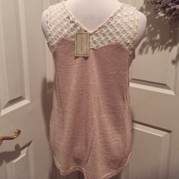 Tan lightweight sweater tank with lace top - Picture 4 of 4